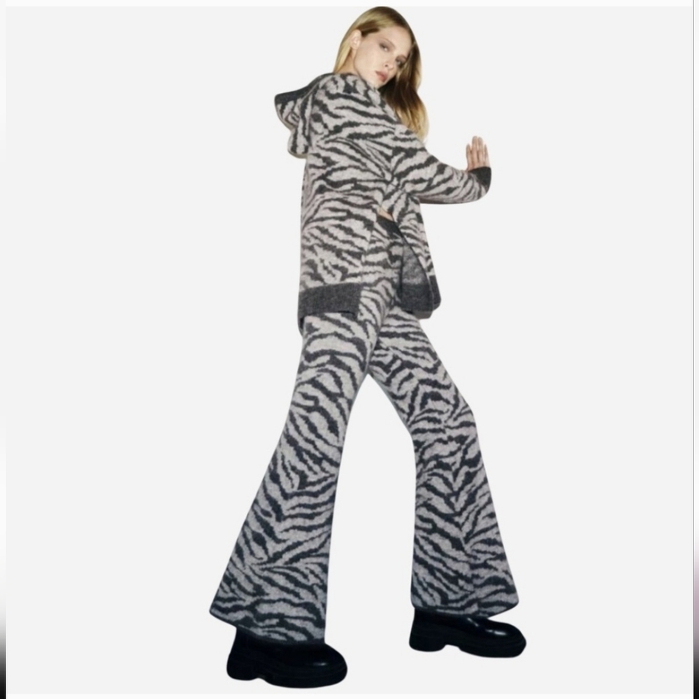 Zara Zebra High Waisted Wool Alpaca Blend Pants Size S